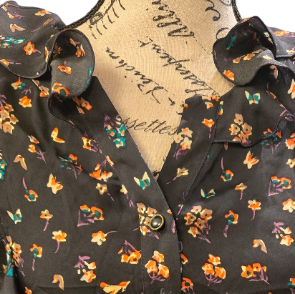 I ❤️ Ronson Floral Ruffle Mini Dress Sz S - Picture 5 of 7